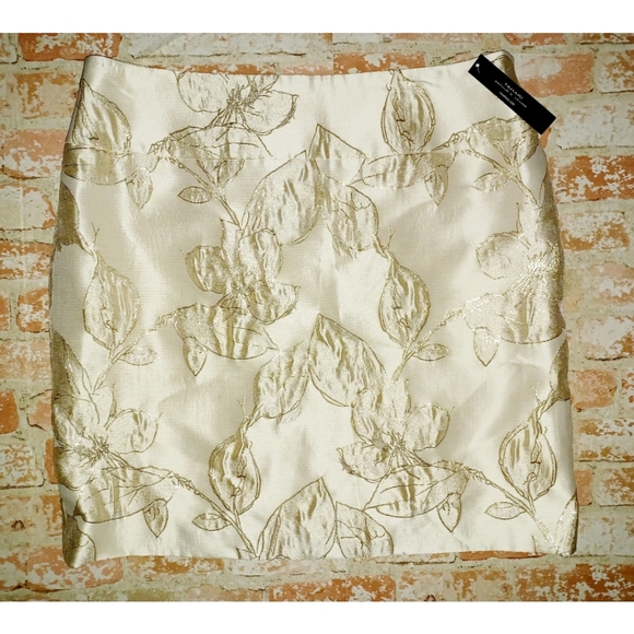 Tahari ASL Gold Natural Flora Jacquard Skirt - Picture 14 of 16